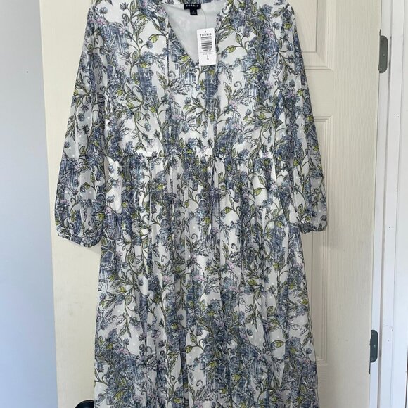 Torrid Mini Clip Dot Front Keyhole White and Blue Floral Dress Torrid Size 0 NWT - Picture 3 of 4